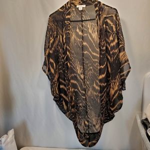 Cotton On Tiger Print Shrug Sheer 100% Polyester Brown and Black Size Medium